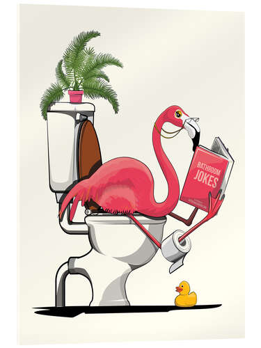 Akrylbilde Flamingo sitting on the Toilet