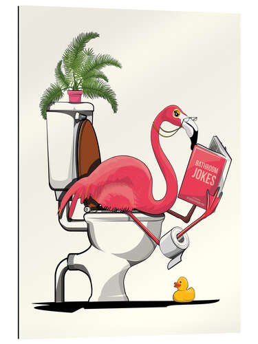 Gallery print Flamingo sitting on the Toilet