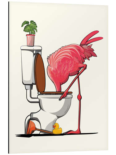 Aluminium print Flamingo sinks his head