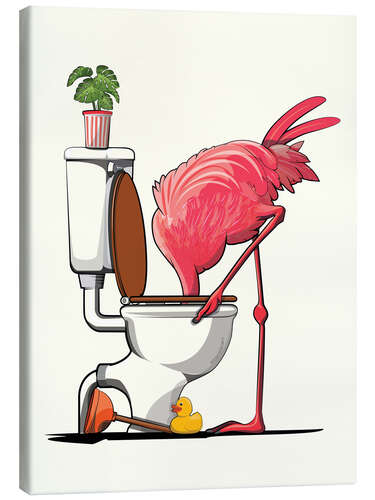 Quadro em tela Flamingo sinks his head