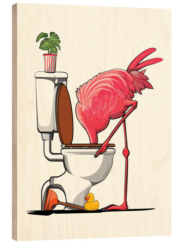 Quadro de madeira Flamingo sinks his head