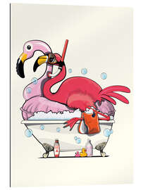 Gallery print Flamingo having fun in the bathtub