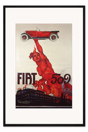 Gerahmter Kunstdruck Werbeplakat für Fiat 509, 1925