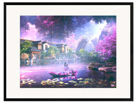 Framed art print In the Flower Boat across the Fantasy River