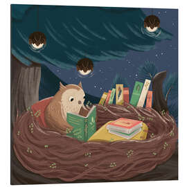 Aluminiumsbilde The little reading owl