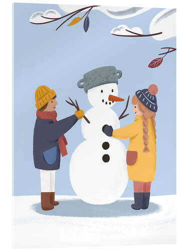 Acrylic print Building a snowman