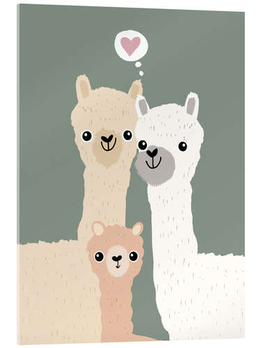 Acrylic print Happy alpaca family