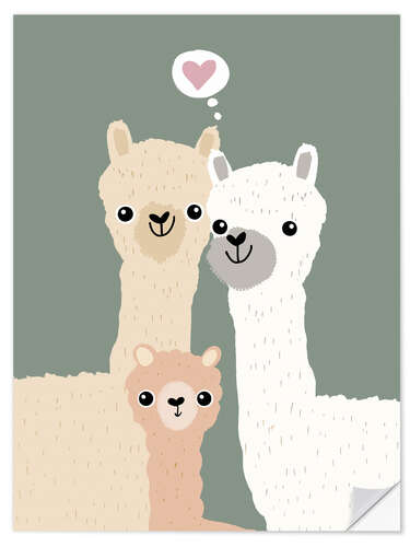 Vinilo para la pared Familia de alpacas feliz