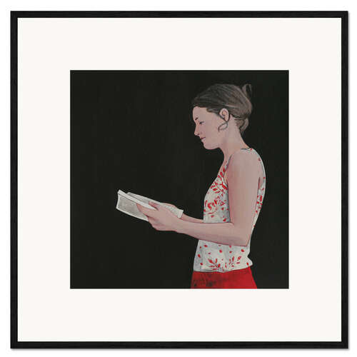 Framed art print Female reader with a floral top