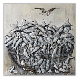 Wall print  Fish basket relief - Manfred Schaab