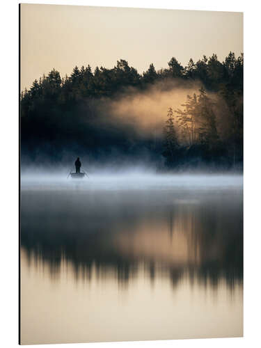 Aluminium print Fishing in the Early Morning Mist