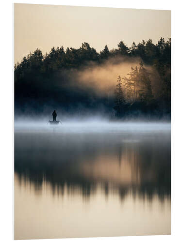 Tableau en PVC Fishing in the Early Morning Mist