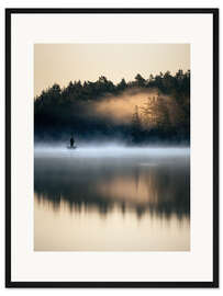 Gerahmter Kunstdruck Angeln im Frühnebel