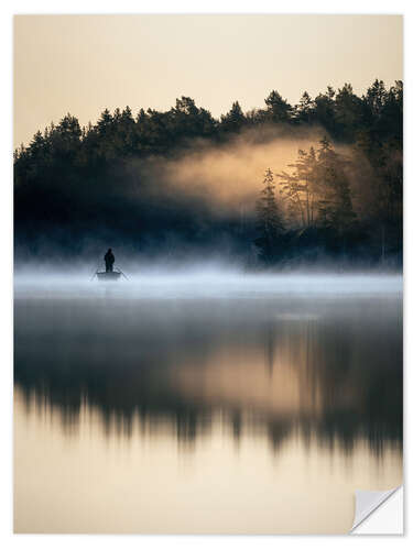 Sticker mural Fishing in the Early Morning Mist