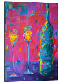 Gallery print Bottle of wine and two glasses