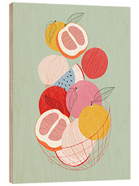 Wood print Colourful Fruit Basket