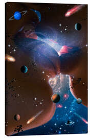 Canvas print Lovers space kiss in the solar system