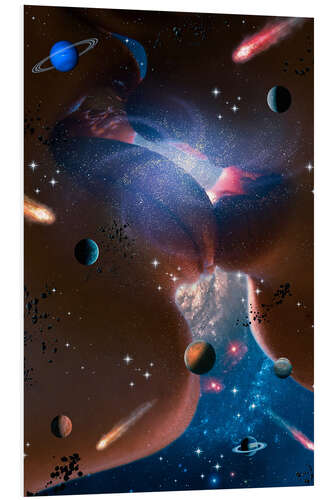 PVC print Lovers space kiss in the solar system