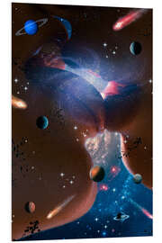 Foam board print Lovers space kiss in the solar system