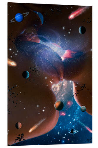 Gallery print Lovers space kiss in the solar system