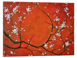 Magnettafel Sakura-Dämmerung - Kirschzweige auf rot