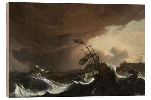 Puutaulu Ships in a Stormy Sea off a Coast