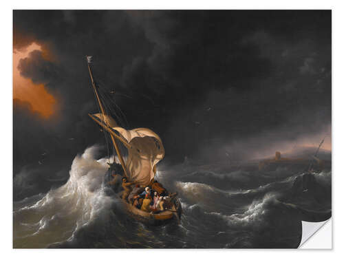 Selvklebende plakat Christ in the Storm on the Sea of Galilee