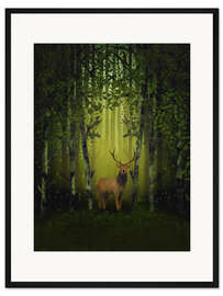 Gerahmter Kunstdruck Der mächtige Waldhirsch
