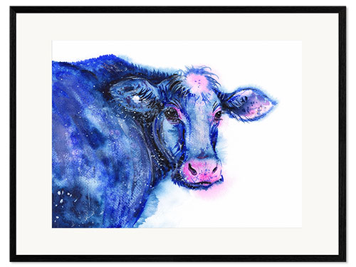 Framed art print Blue Cow