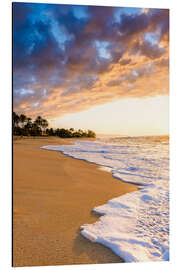 Aluminium print Sunset on the beach in Hawaii