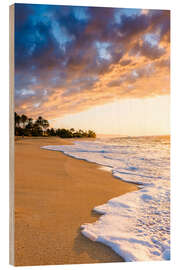 Hout print Sunset on the beach in Hawaii