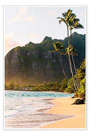 Poster  Strand mit Palmen auf Hawaii - Road To Aloha