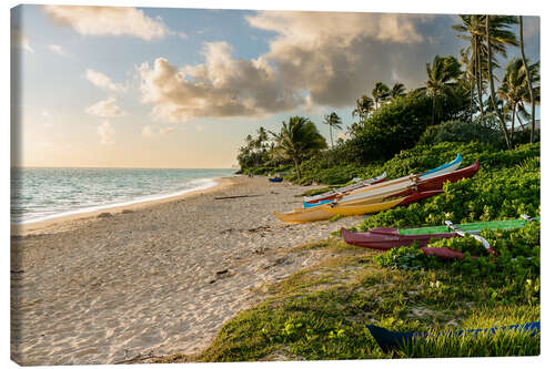 Tableau sur toile Canoes on the beach in Hawaii