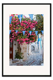 Gerahmter Kunstdruck Sommer in einem griechischen Dorf auf Paros
