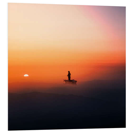 Foam board print Lone Fisherman at Sunset