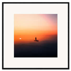 Framed art print Lone Fisherman at Sunset