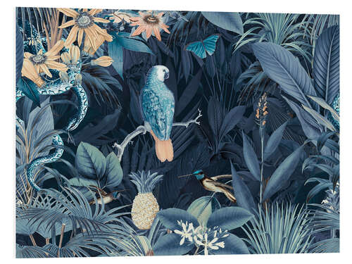 PVC print Parrot and snake in the midnight jungle