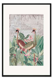 Gerahmter Kunstdruck Kraniche in den Tropen, rosa