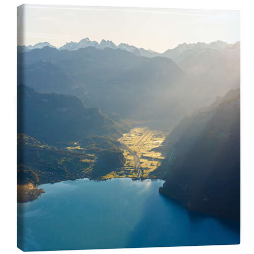 Lienzo Aarboden en el lago Brienz en una mañana de otoño