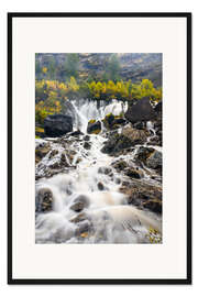 Gerahmter Kunstdruck Siebe Brünne Wasserfälle in der Lenk im Herbst