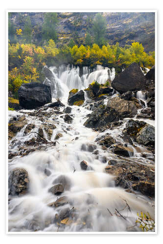 Poster Siebe Brünne waterfalls in the Lenk in autumn