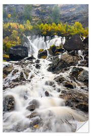 Selvklebende plakat Siebe Brünne waterfalls in the Lenk in autumn