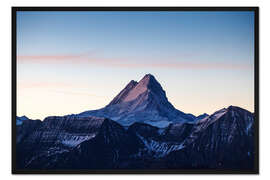 Gerahmter Kunstdruck Schreckhorn in zartem Morgenrot