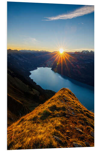 Print på skumplade Sunrise over Lake Brienz