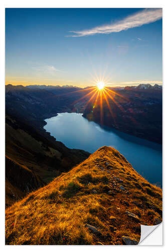 Vinilo para la pared Amanecer sobre el lago de Brienz