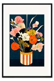 Gerahmter Kunstdruck Blumen in der Nacht