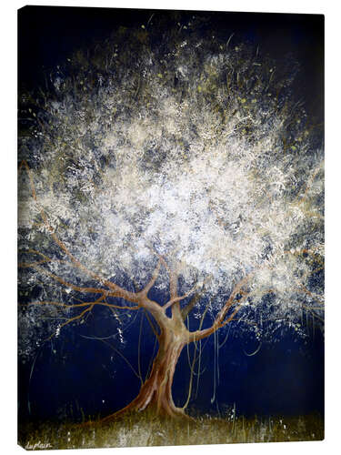 Tableau sur toile White tree at night