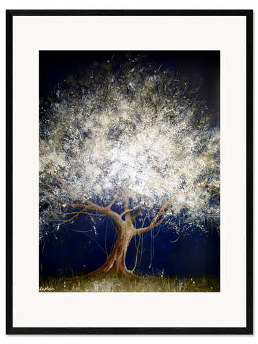 Impression artistique encadrée White tree at night