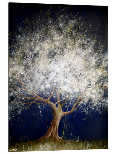 Tableau en plexi-alu White tree at night