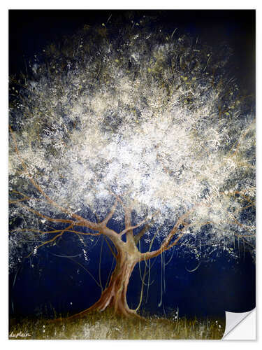 Sticker mural White tree at night